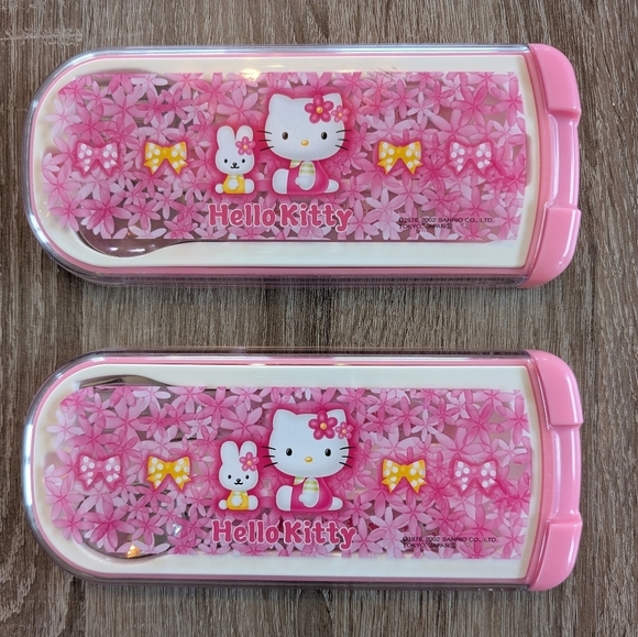 Vintage 2002 Sanrio Japan Hello Kitty Kids Utensils Set - Picture 1 of 5